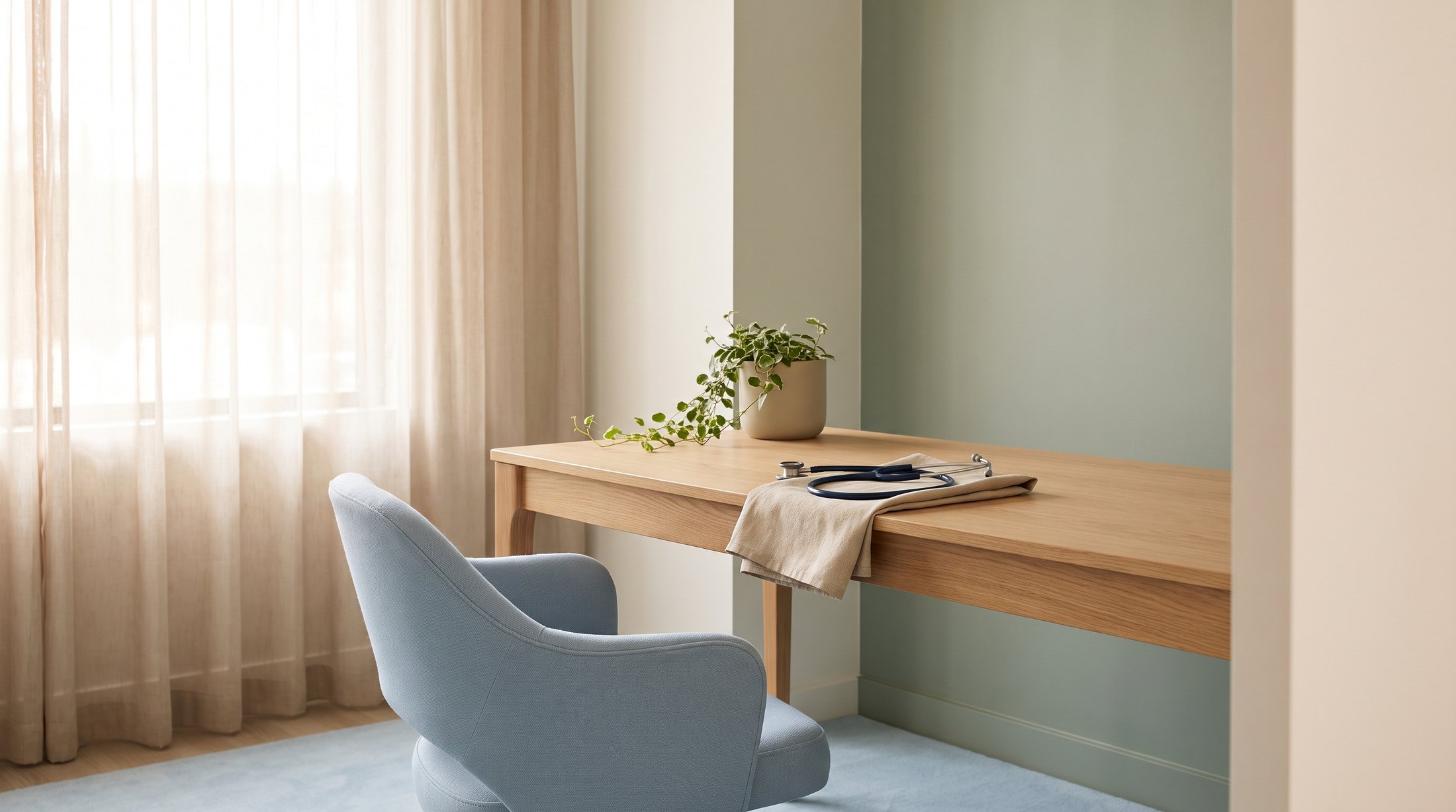 A quiet consultation room set up for telehealth appointments