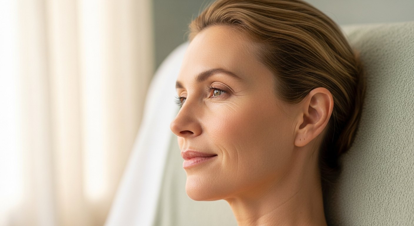 A woman with calm, natural-looking skin after Botox treatment